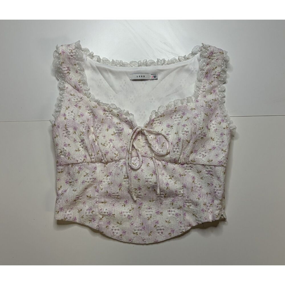Lush purple flowers sleeveless top women's medium.